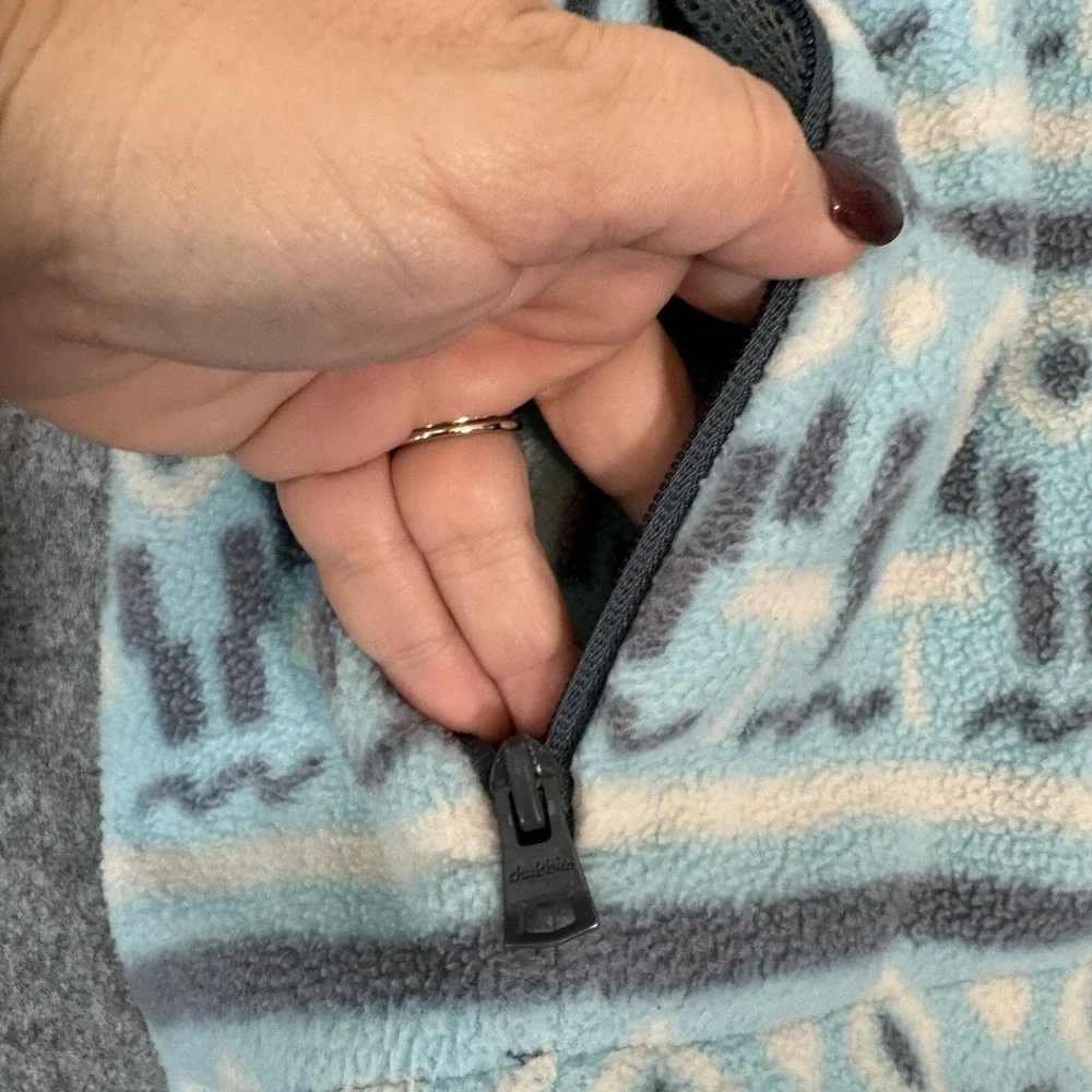 Chubbies Fleece Sweater Mens Medium Blue Printed Geometric Western‎ Fair Isle